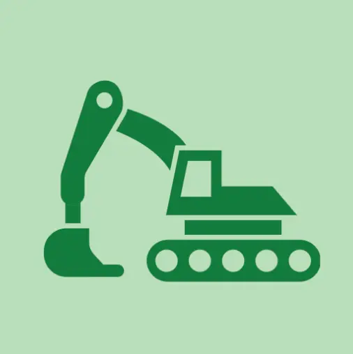 Excavator icon illustrating specialist trenching equipment used for precise and accurate utility installations and land