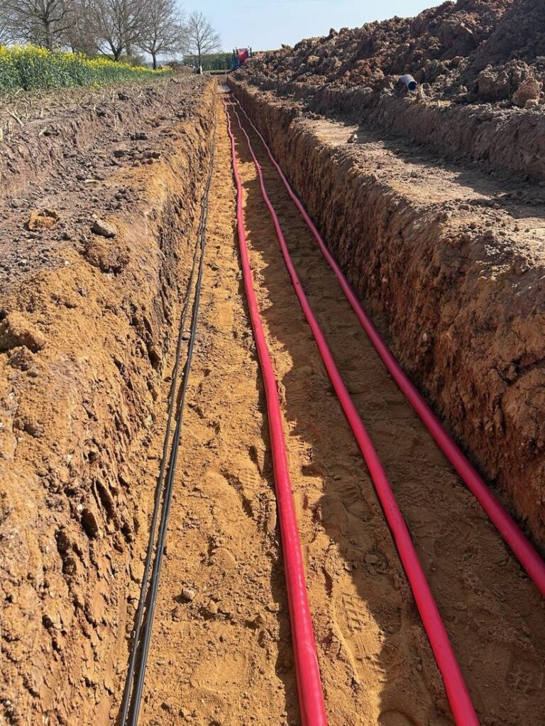 Cable ducts laid in an open trench